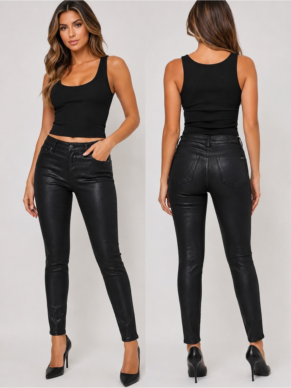 Bebe Black Shimmer Skinny Pants